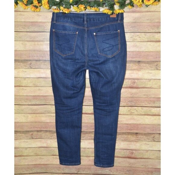 Seven7 Dark Denim Stretch Jeans Size 14 Tummyless High Rise Skinny Jeans Comfort - Picture 4 of 11